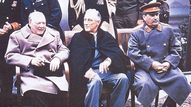Winston Churchill  en la conferencia de Yalta, en febrero de 1945