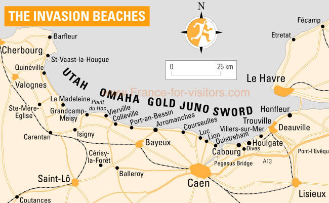 Configuración de las playas de invasión, en la Costa francesa