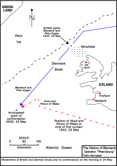 Movimientos de las fuerzas navales alemán y británica antes del enfrentamiento
