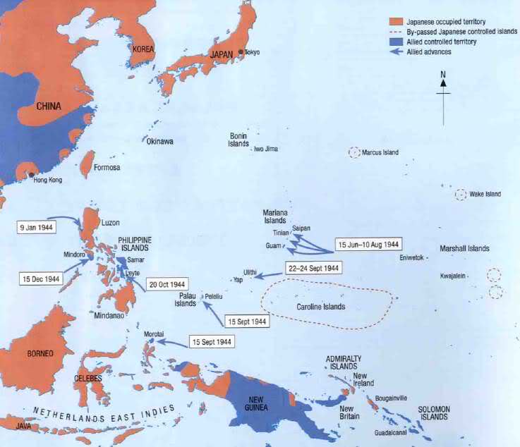 Mapa de avance estadounidense para 1944