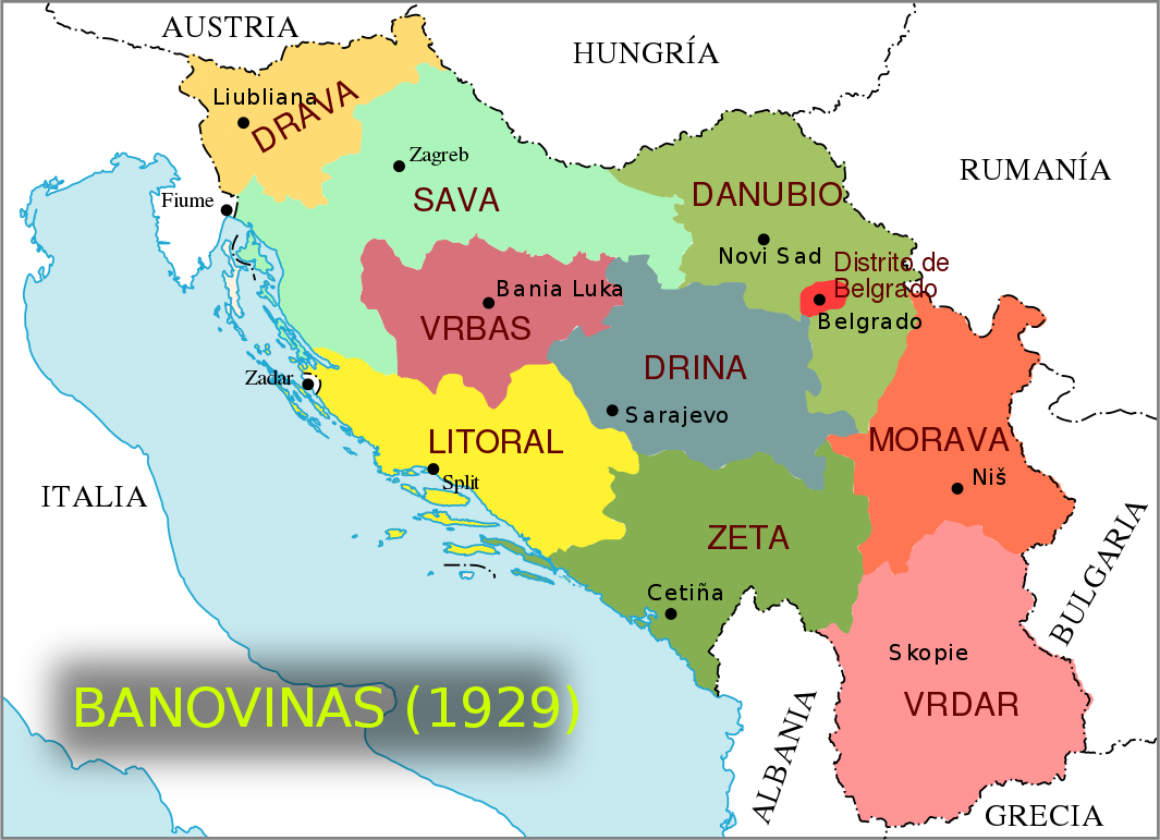  Mapa de las provincias del Reino de Yugoslavia entre 1929 y 1941