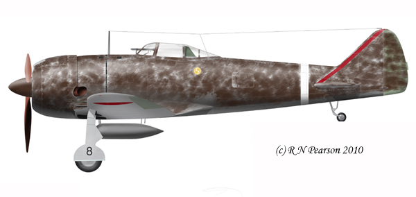 Nakajima Ki-44 Shoki, demonio, pilotado por Yasuhiko Kuroe en enero de 1942 sobre Malasia