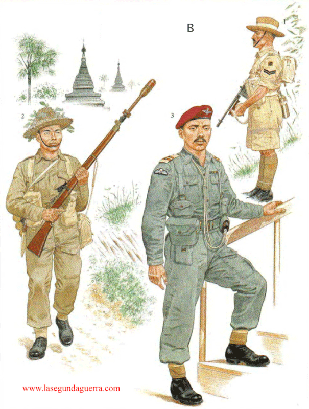 Uniformes de los Gurkas. Extremo Oriente, 1941-45