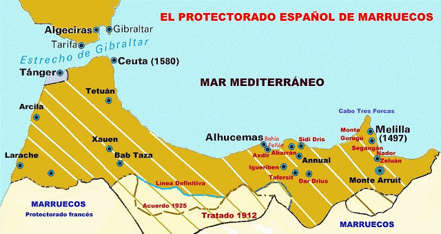 Mapa del protectorado español de Marruecos