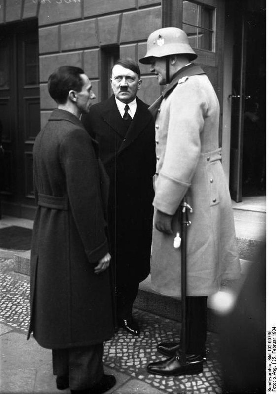 General Werner von Blomberg, Joseph Goebbels y Hitler en Febrero de 1934