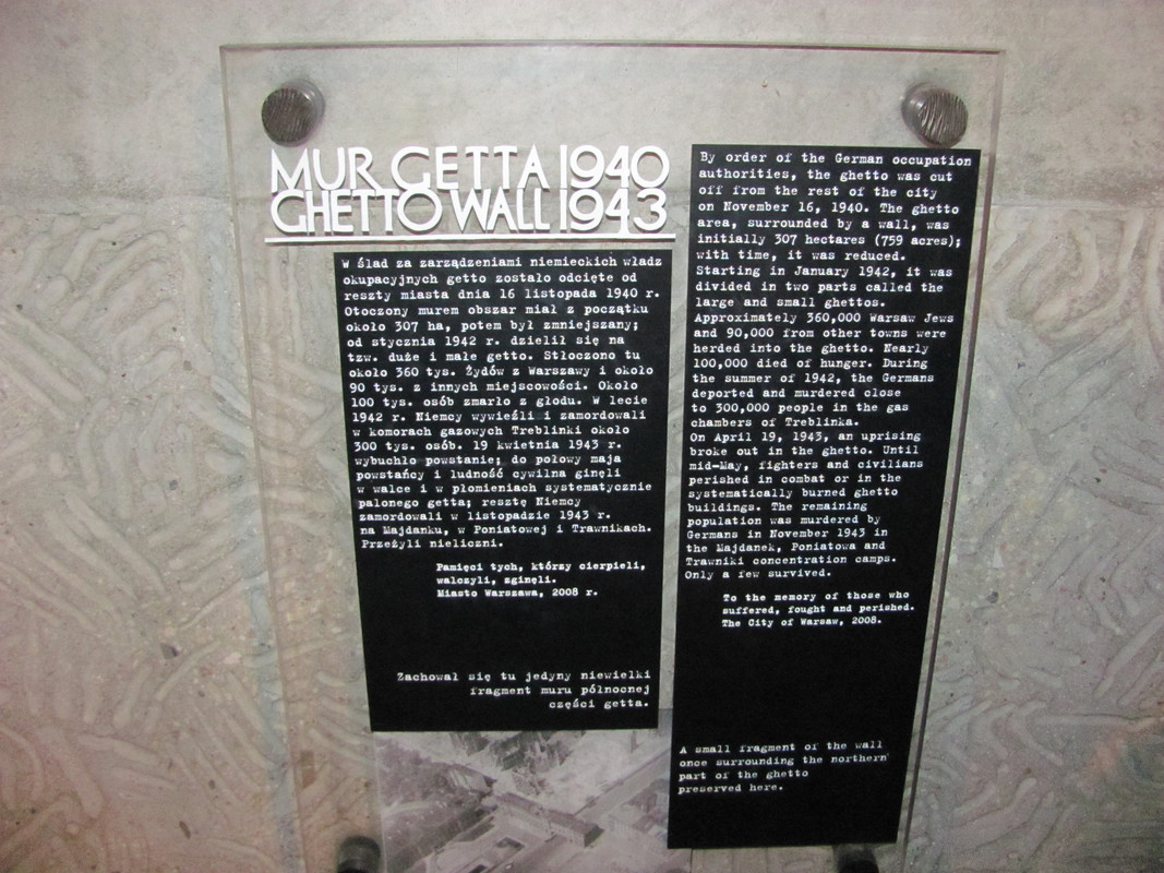Placa recordatoria del muro que marcaba los límites del gueto de Varsovia