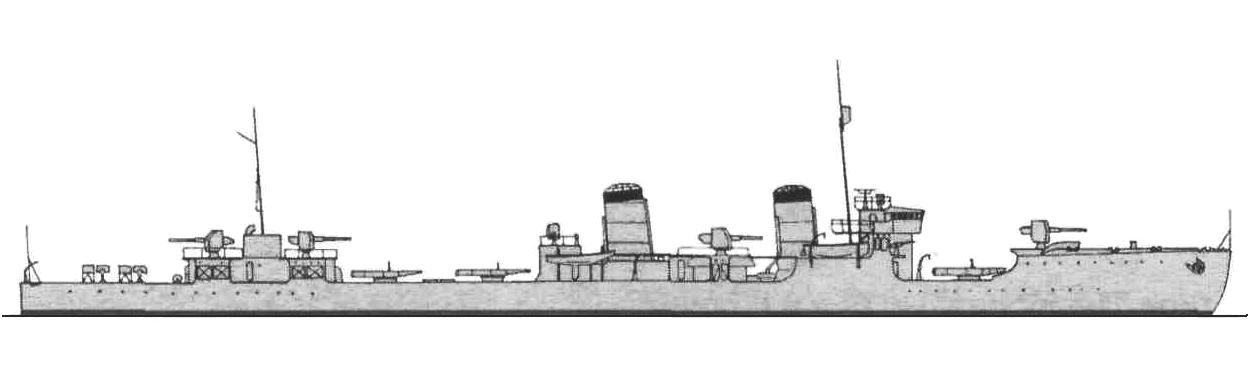 El Yubari era el único barco de su clase, pesaba 3.587 toneladas a plena carga, medía 140 metros de eslora, sus 57.900 Hp le daban una velocidad de 35 nudos, montaba 6 cañones de 140 mm, dos torres dobles y dos simples, 4 tubos lanzatorpedos de 610 mm.