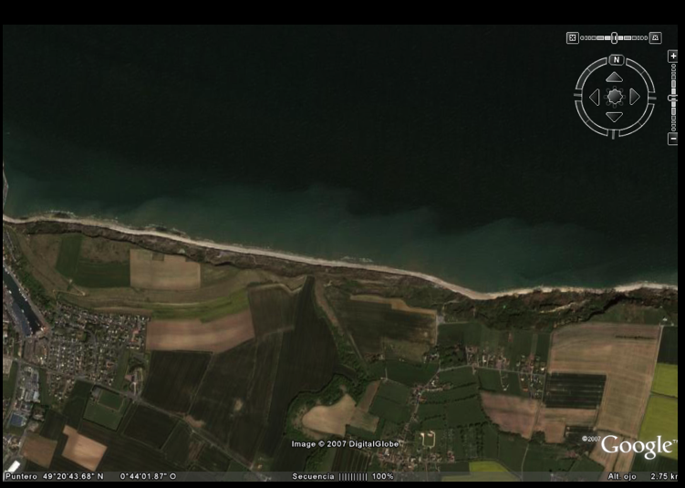 Vista satelital de las costa Normanda