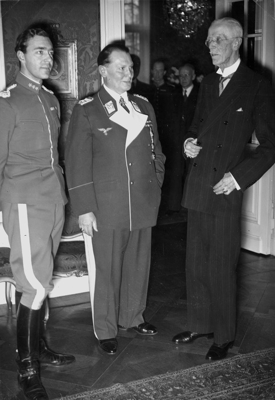El Príncipe Gustav Adolf, Hermann Göring y el rey Gustavo V en Berlín, febrero de 1939