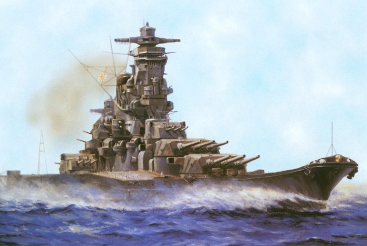Una hermosa ilustración del Yamato, aunque no participó en la batalla