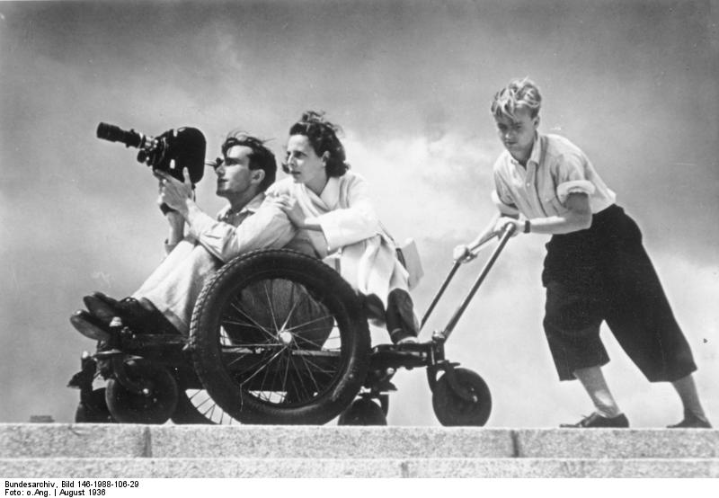 Leni Riefenstahl durante el rodaje de la película Olympia