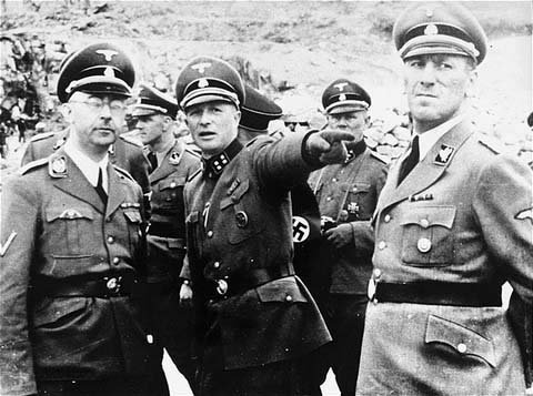 Heinrich Himmler, Frank Ziereis y Ernst Kaltenbrunner en Mauthausen