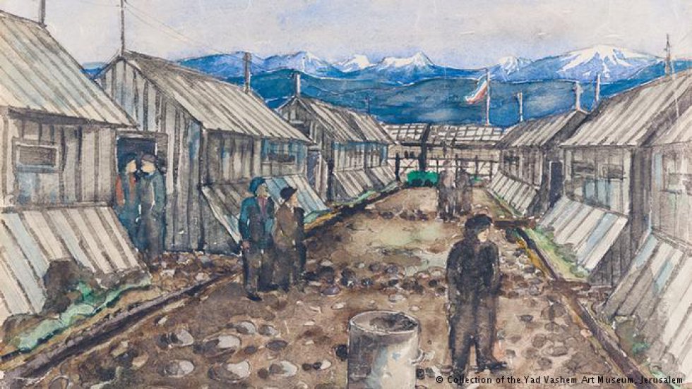 Camino entre cuarteles, campo de Gurs 1941, de Leo Breuer 1893-1975