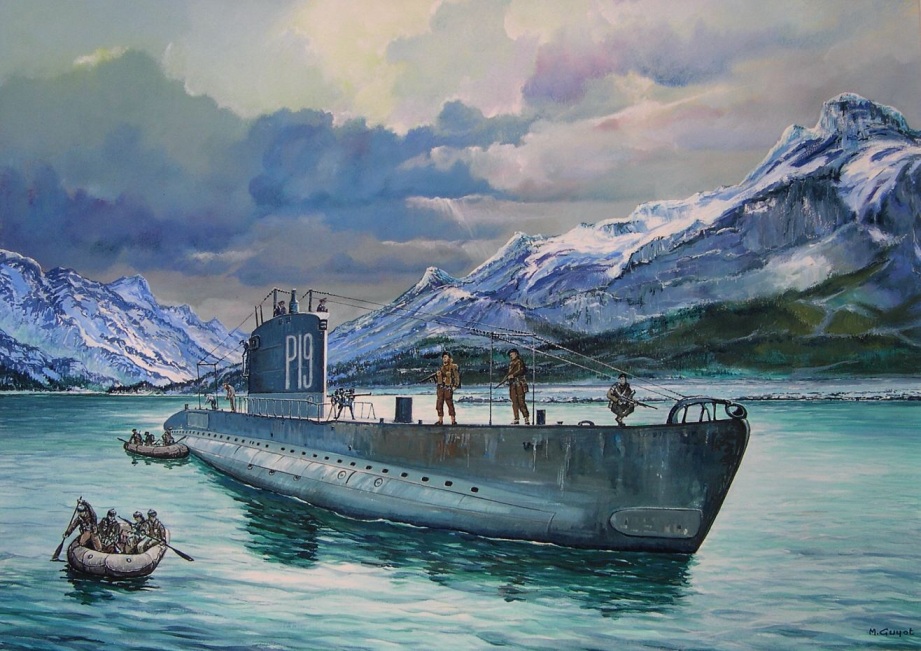Representación del desembarco del comando anglo-noruego en Glomfjord