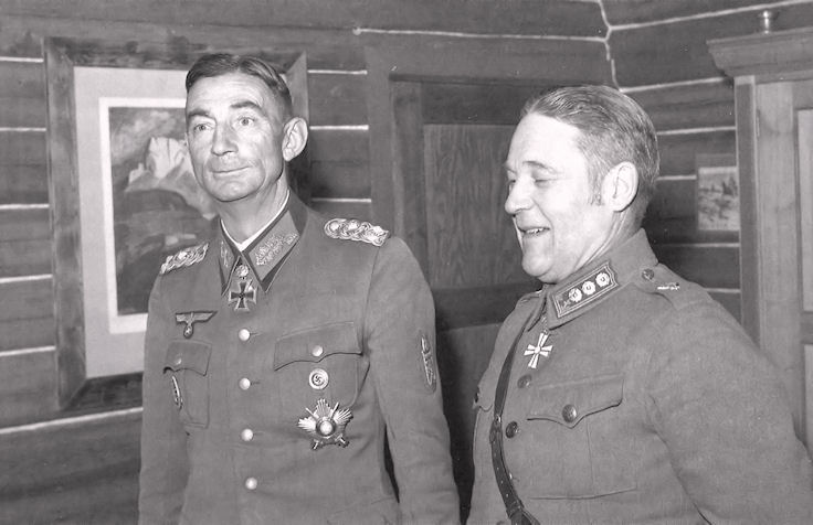 Eduard Dietl y Oiva Willamo en Finlandia, en septiembre de 1943