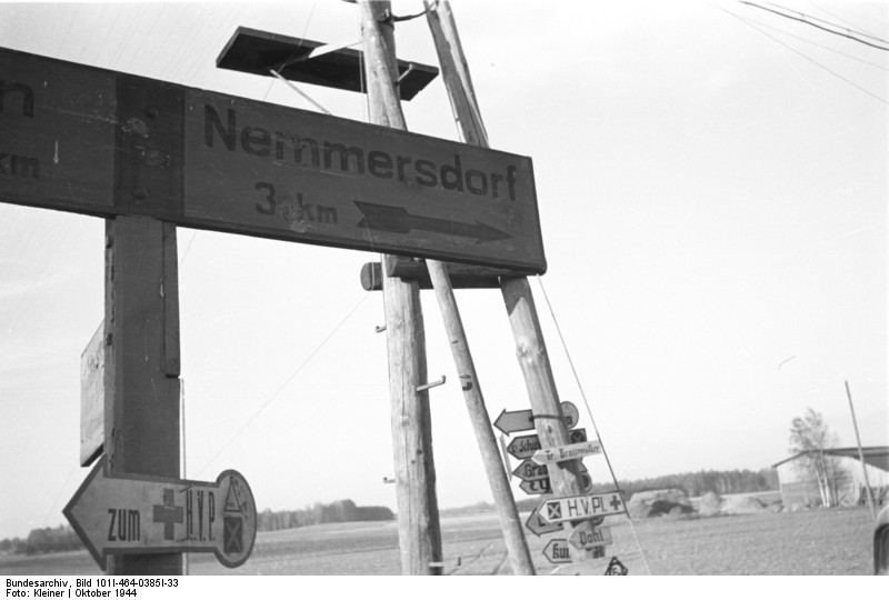 Señalización a Nemmersdorf, octubre de 1944