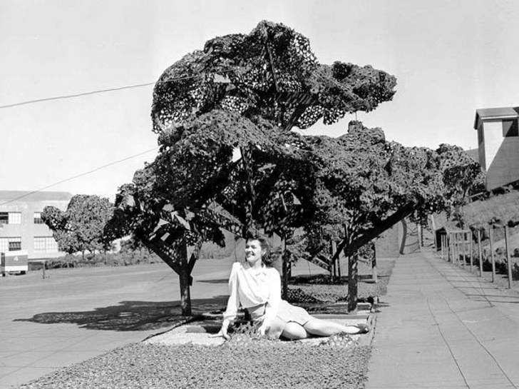 Una mujer se relaja bajo el sol en1942