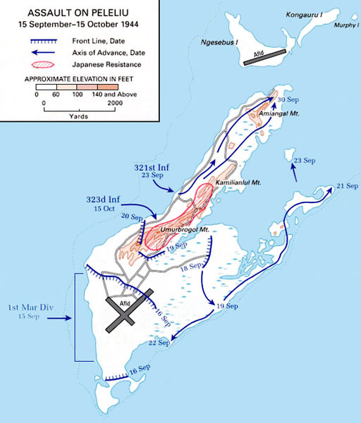 Mapa de la batalla de Peleliu
