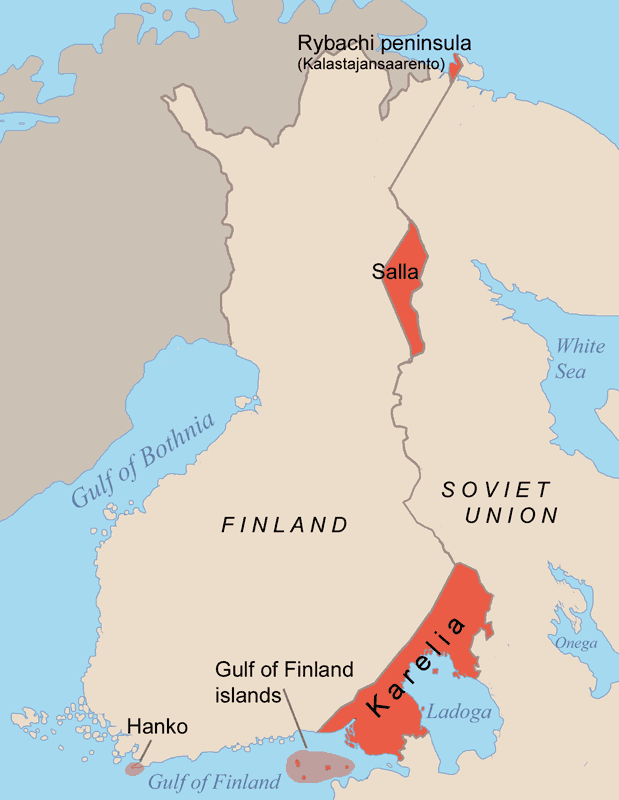 Áreas cedidas por Finlandia a la URSS