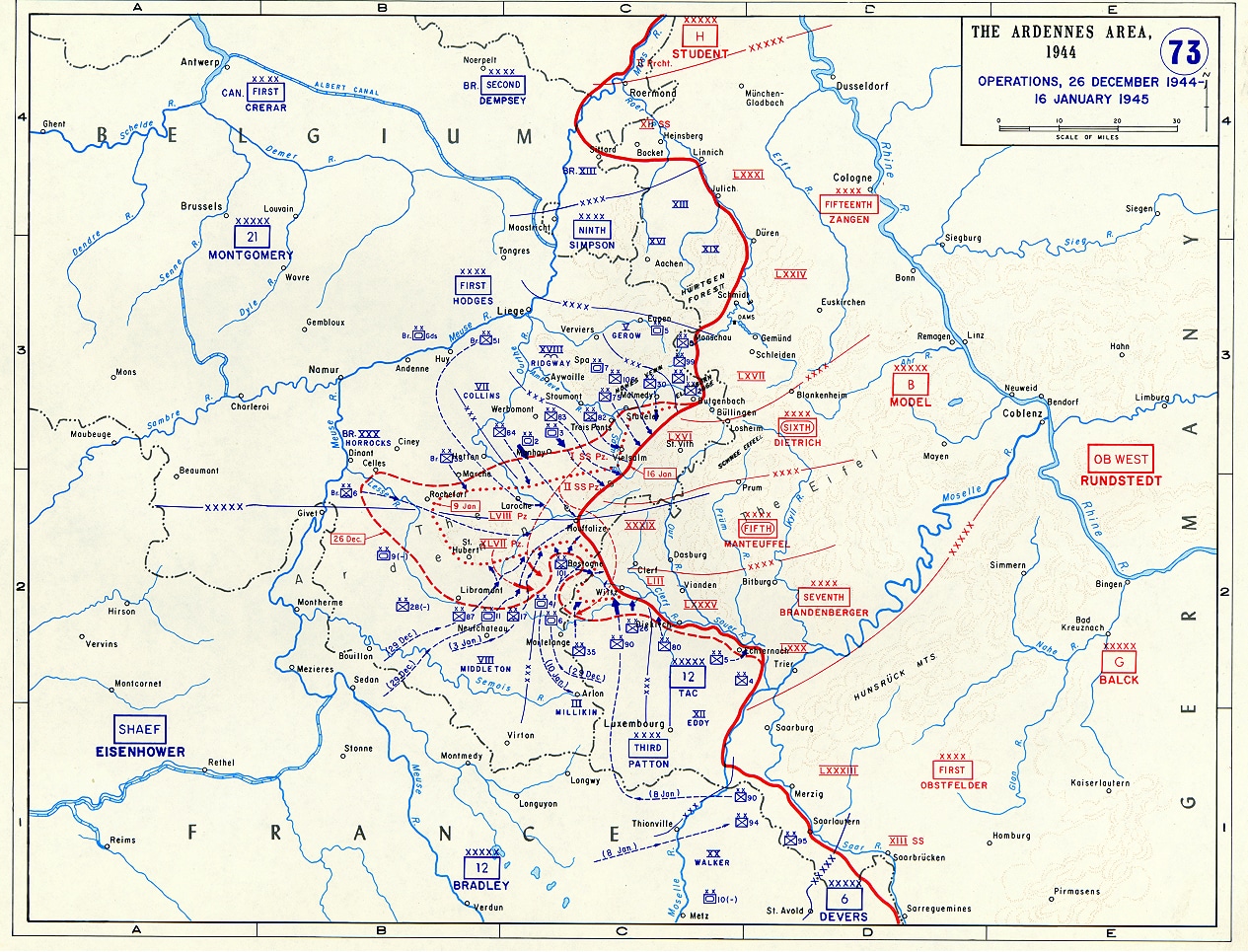 Mapa de la Batalla de Las Ardenas