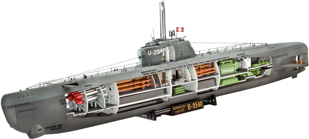 Corte longitudinal del U-boat Tipo XXI