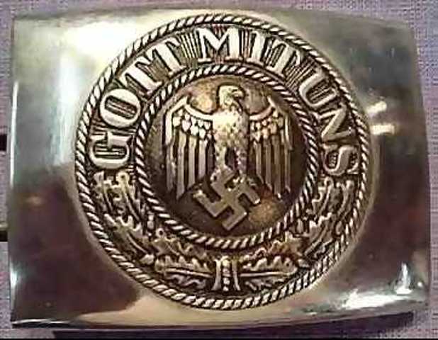 Gott Mit Uns, Dios está con Nosotros. Cinto del Ejército Alemán Acero estampado, 1937 diseño de R S S para Richard Sieper Sohne Ludenscheid