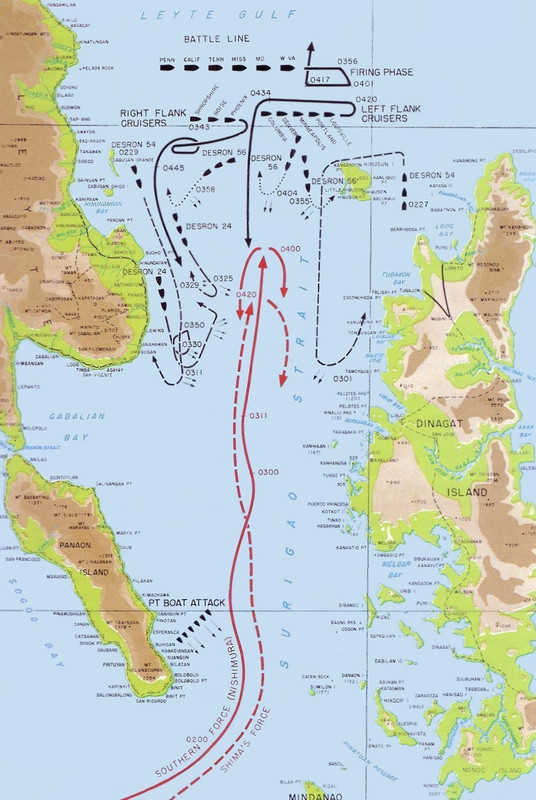 La Batalla en el Estrecho de Surigao. Ejecución perfecta de la maniobra de Cruzar la T