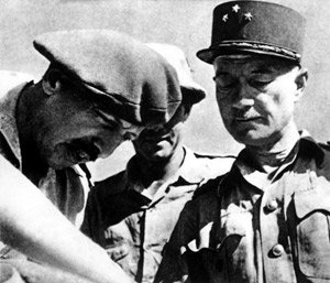 Junio de 1941. El Teniente coronel Koenig y el General Legentilhomme durante las operaciones en Siria