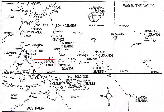 Ubicación geográfica de las islas de Peleliu
