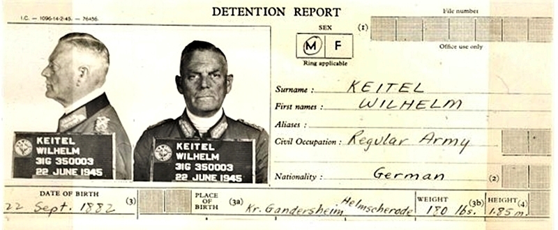 Documento de detención de Keitel