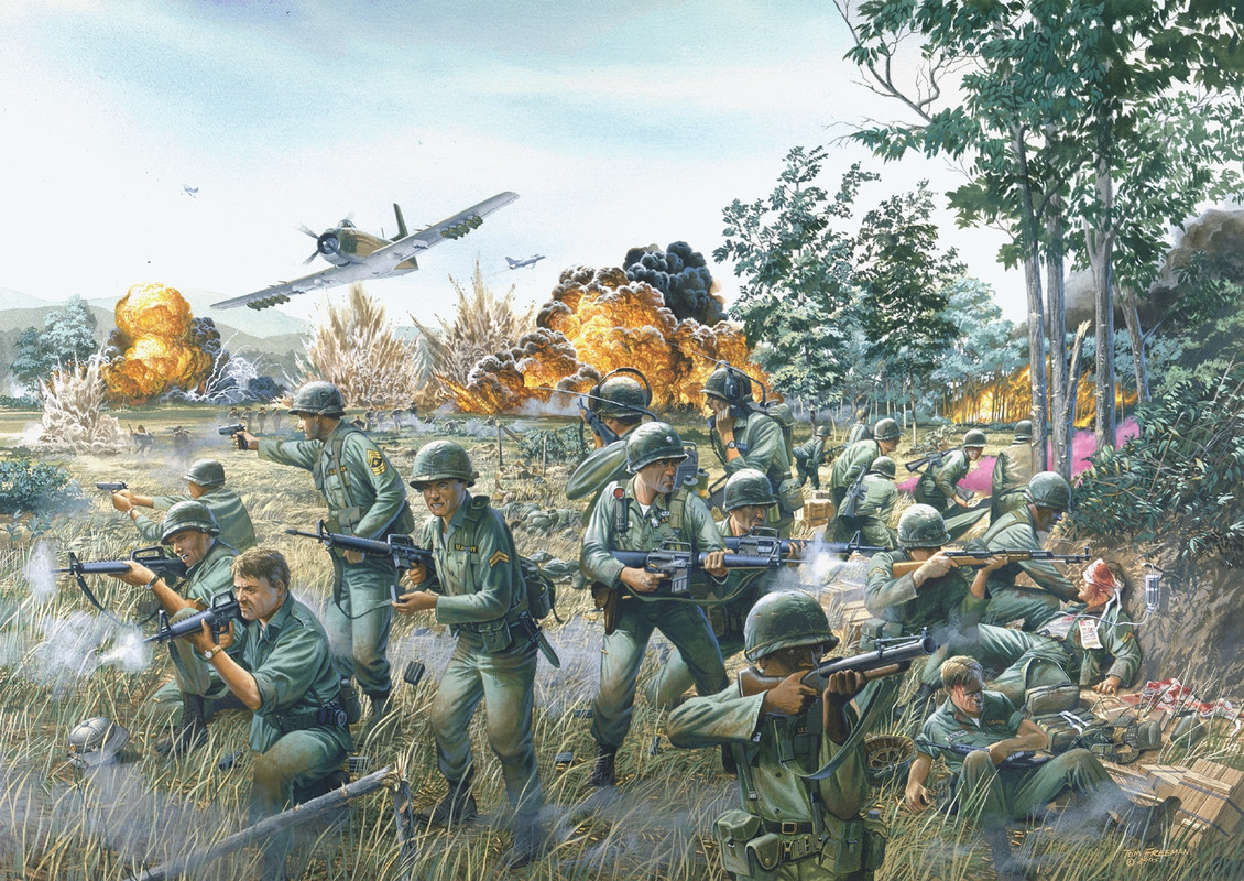 Recreación de la batalla de Drang Valley, que supuso el primer careo entre norteamericanos y norvietnamitas a nivel terrestre