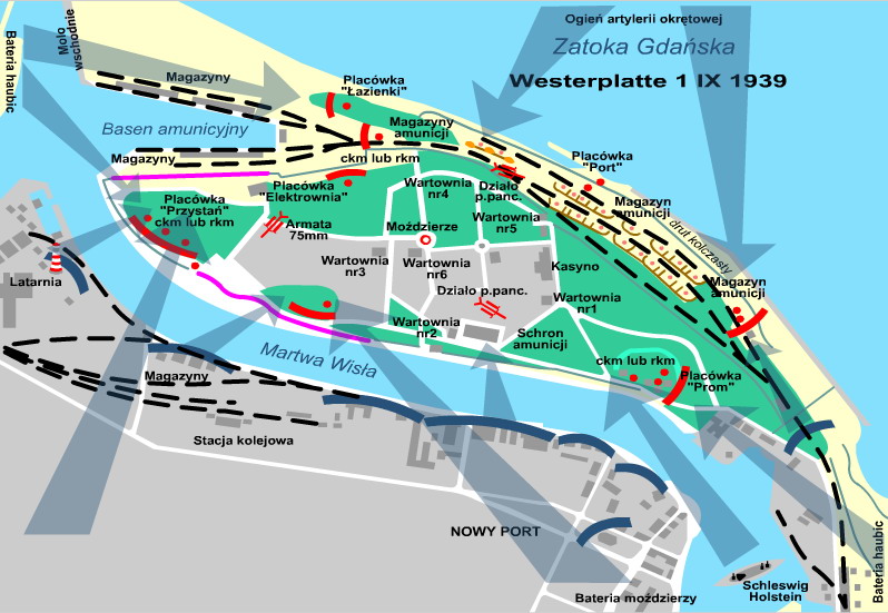 Plano de Westerplatte y su batalla