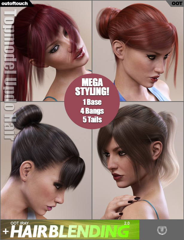 Topmodel Updo Hair and OOT Hairblending 2.0 for Genesis 3 Female(s)