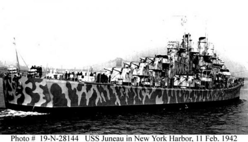 USS Juneau el 11 de Febrero de 1942, en la Bahía de Nueva York