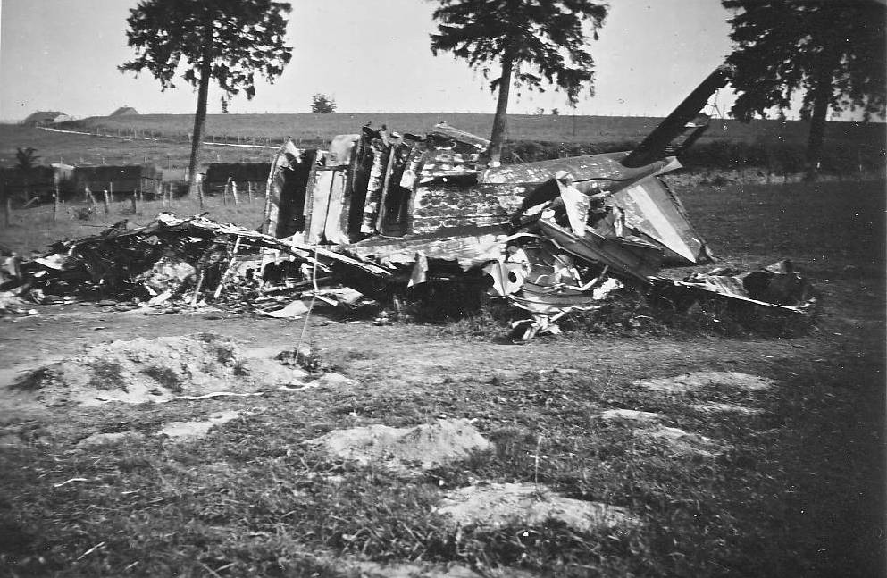 Restos de un Fairey Battle derribado sobre Francia, en Mayo de 1940
