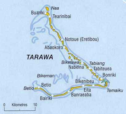 Mapa del atolón de Tarawa