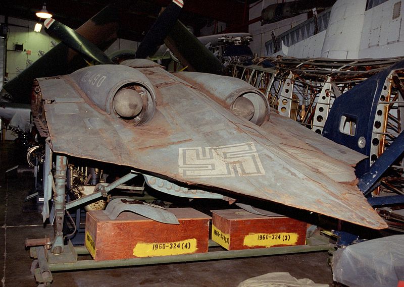 Horten Ho IX capturado, se encuentran en la Sala Paul E. Garber del Museo Nacional del Aire y el Espacio en Suitland, Maryland