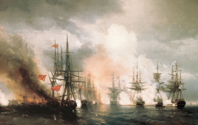 Batalla de Sinope, Oleo de Ivan Aivazovsky