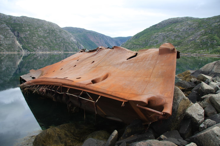 Los restos del Z-2 Georg Thiele en Rombaksfjord, Noruega