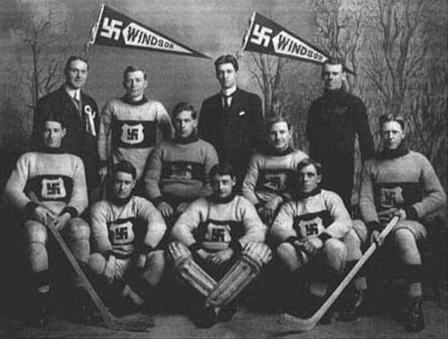 En Windsor, Nueva Escocia, entre 1905 y 1916, hubo un equipo de hockey sobre hielo llamado Los Swastikas