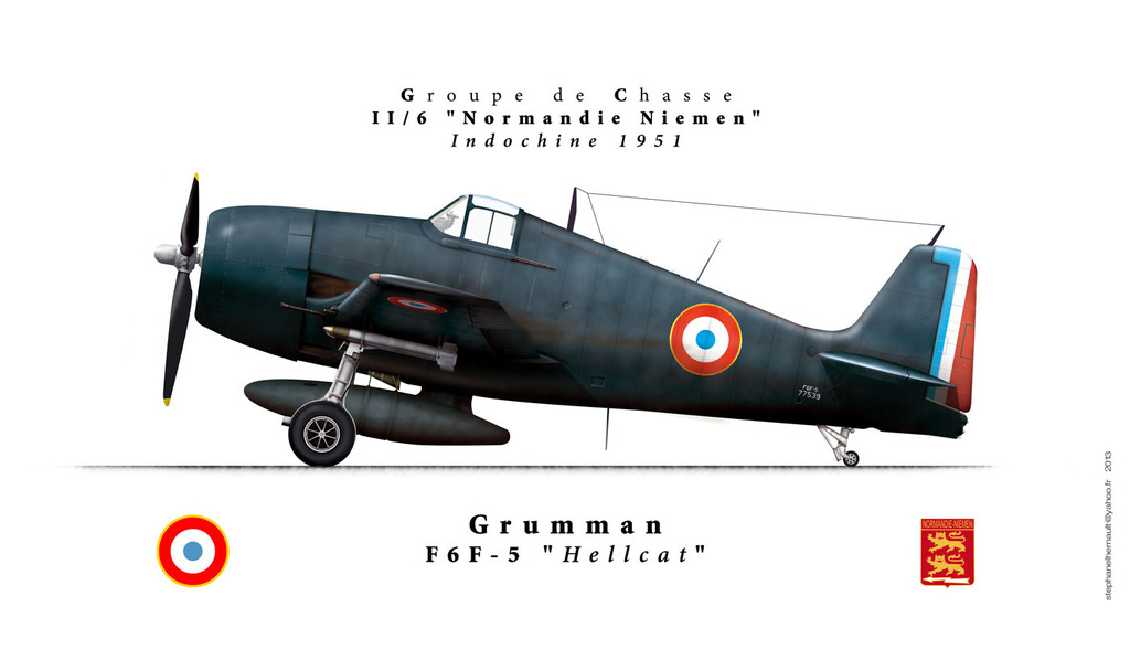 Grumman F6F-5 Hellcat perteneciente al Grupo de Cazas II 6 Normandie Niemen, Indochina, 1951