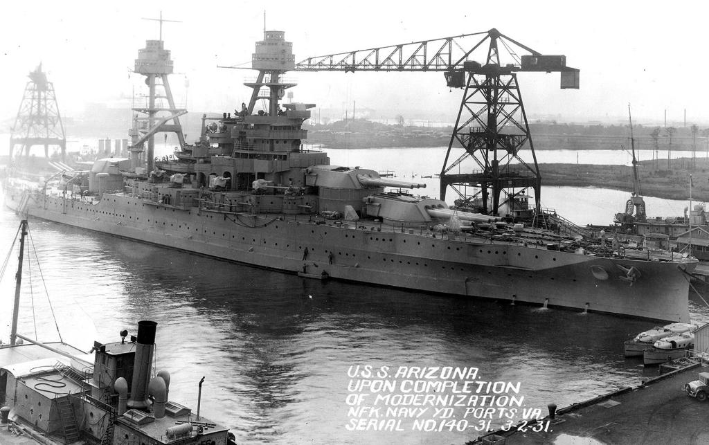 El USS Arizona al completar la modernización el 3 de febrero de 1931