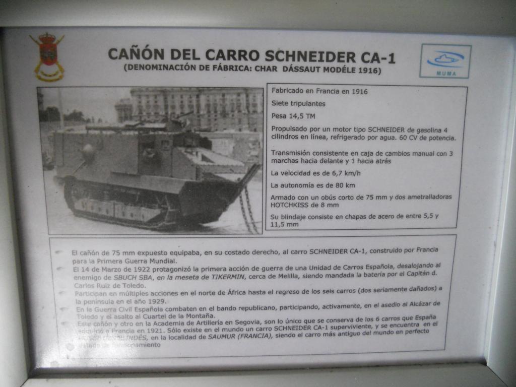 CAÑÓN SCHNEIDER 75.5mm PARA CARRO DE ASALTO SCHNEIDER CA-1 modelo 1916