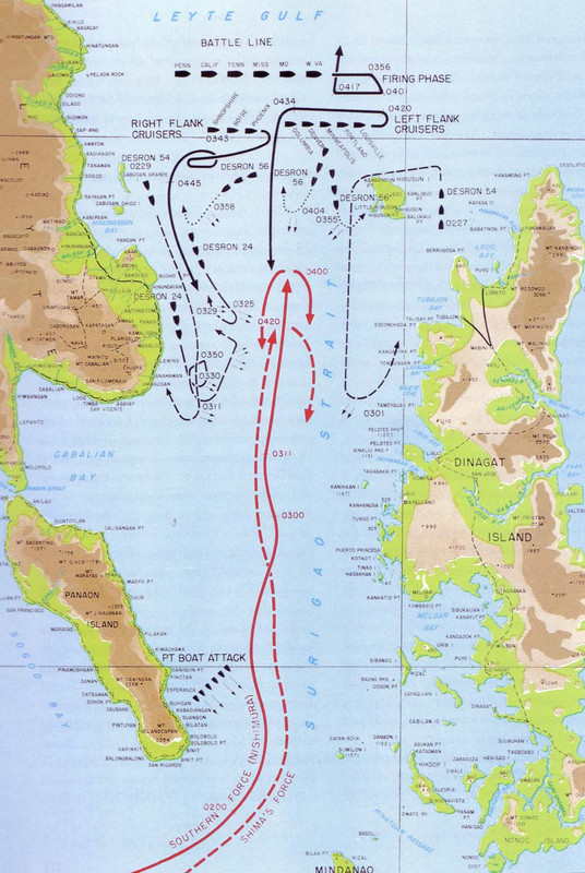 La Batalla en el Estrecho de Surigao. Ejecución perfecta de la maniobra de Cruzar la T