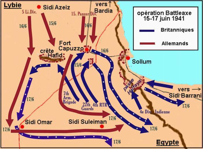 Mapa de la operación Battleaxe