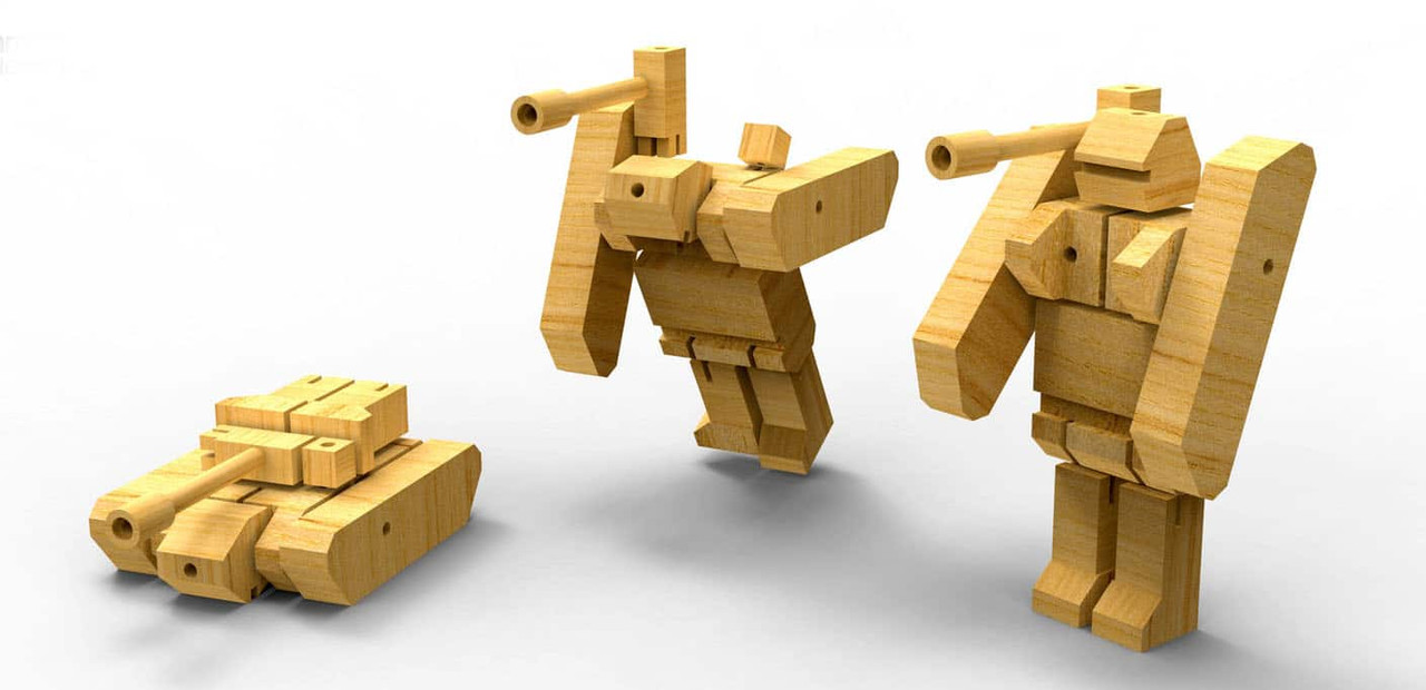 wooden robot transformer