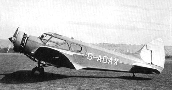 El G-ADAX fue un Airspeed AS.5 Courier que entre 1935 y 1940 se utilizo para transporte ferry entre Portsmouth y la Isla de Wight por la Compañía Aviations Solent