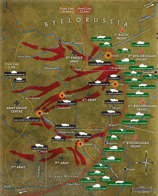 Mapa de la Operación Bragation, 22 al 2 de junio