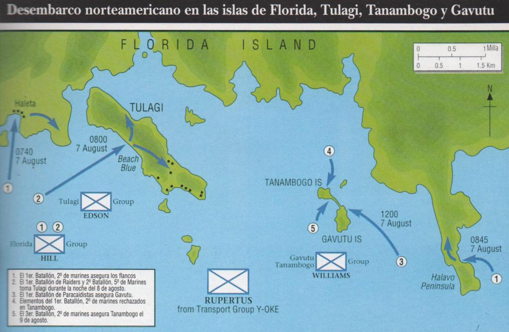 Desembarco norteamericano en las islas de Florida, Tulagi, Tanambogo y Gavutu