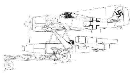 Esquema de una Fi 103 Reichenberg enganchada a un Fw 190